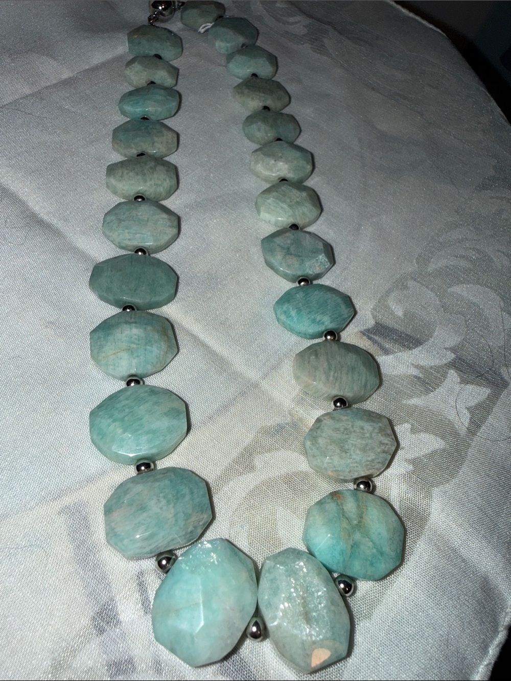 Chunky Faceted Amazonite Statement Necklace 18” – Natural Aqua Gemstone